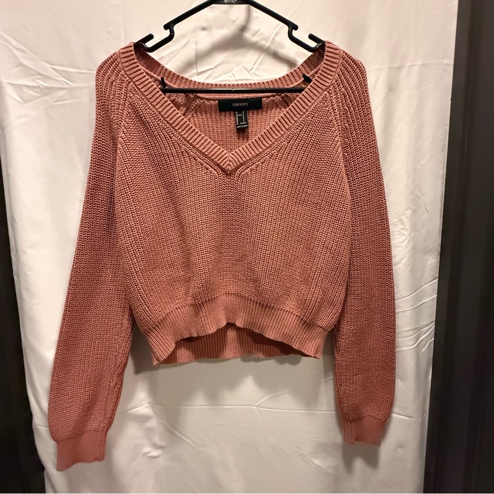 Forever 21 Dusty Pink V-Neck Sweater